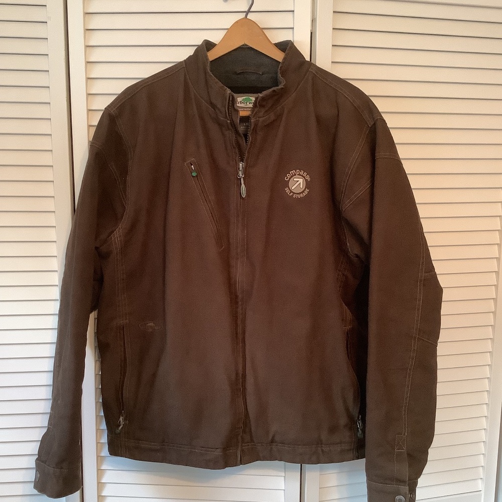 Arborwear Men's Large Canvas Work Jacket Fleece Lined Brown